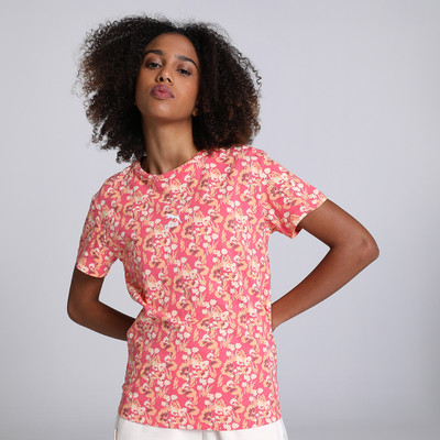 PUMA Printed Women Crew Neck Pink T-Shirt