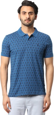 PARX Printed Men Polo Neck Blue T-Shirt