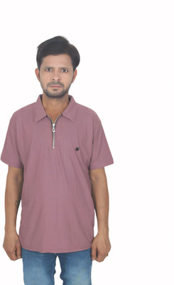 Turtlebay Clothing Solid Men Polo Neck Purple T-Shirt