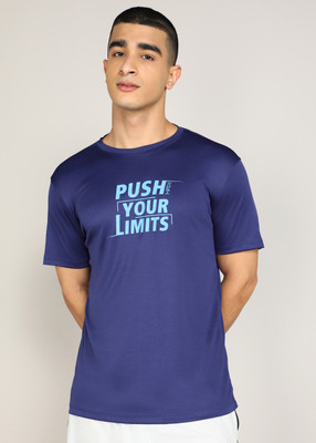 HRX by Hrithik Roshan Typography Men Round Neck Dark Blue T-Shirt