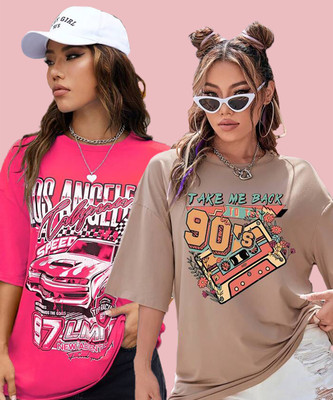 Christy World Printed Women Round Neck Multicolor T-Shirt