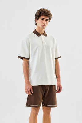 Snitch Solid Men Polo Neck White T-Shirt