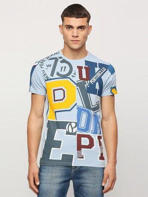 Pepe Jeans Typography Men Round Neck Blue T-Shirt