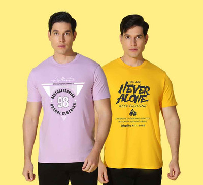 WOOSTRO Typography Men Round Neck Multicolor T-Shirt