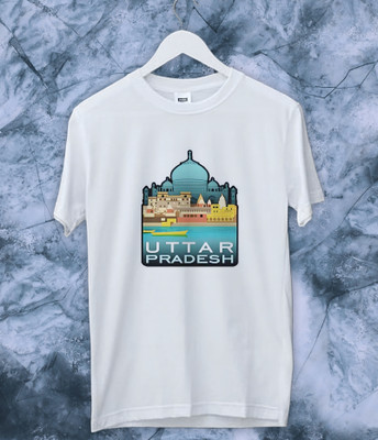 Blood Moon Printed, Graphic Print Men Round Neck White T-Shirt