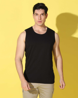 WOOSTRO Solid Men Scoop Neck Black T-Shirt