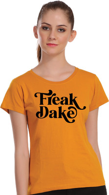 APE Graphic Print Women Round Neck Yellow T-Shirt
