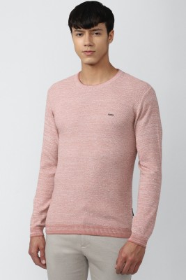 VAN HEUSEN Self Design Men Round Neck Pink T-Shirt