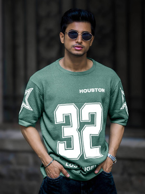 MANIAC Printed Men Round Neck Green T-Shirt