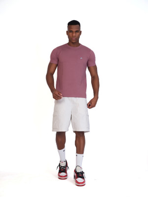 GORELAX Solid Men Round Neck Purple T-Shirt