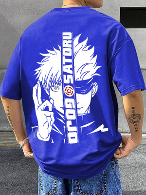 RetroTees Printed Men Round Neck Blue T-Shirt