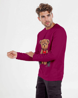 Triptee Animal Print Men Round Neck Maroon T-Shirt