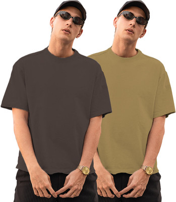 TANTRA Solid Men Round Neck Beige T-Shirt