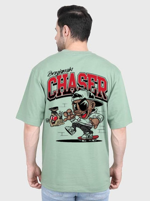 Clickwell Trending Printed, Typography Men Round Neck Light Green T-Shirt