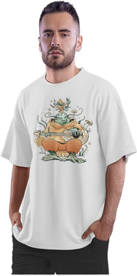 KRYONIX Solid, Printed Men Round Neck White T-Shirt