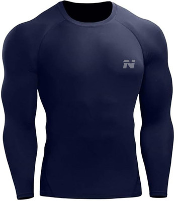 NINQ Solid Men Round Neck Blue T-Shirt