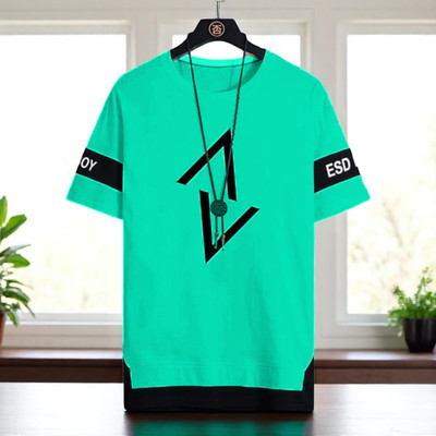 Autna Printed Men Round Neck Green T-Shirt