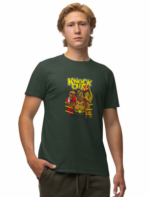 HopOffer Printed, Typography Men Round Neck Dark Green T-Shirt