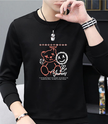JUGULAR Boys Printed Pure Cotton Regular T Shirt(Black, Pack of 1)