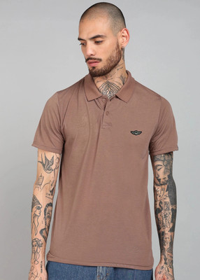 METRONAUT Solid Men Polo Neck Pink T-Shirt