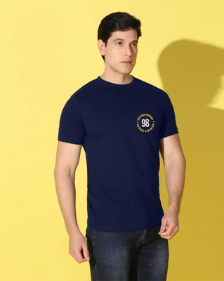 WOOSTRO Graphic Print Men Round Neck Navy Blue T-Shirt