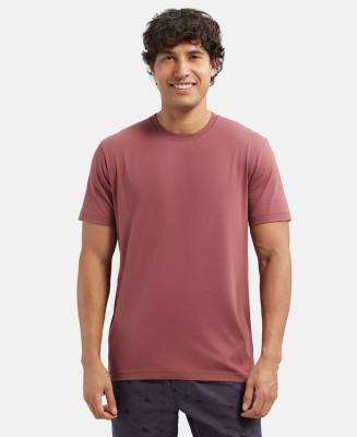 JOCKEY Solid Men Round Neck Purple T-Shirt