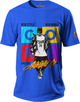 Enciger Printed Men Round Neck Blue T-Shirt