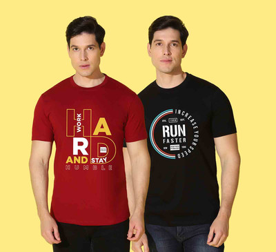 WOOSTRO Typography Men Round Neck Multicolor T-Shirt