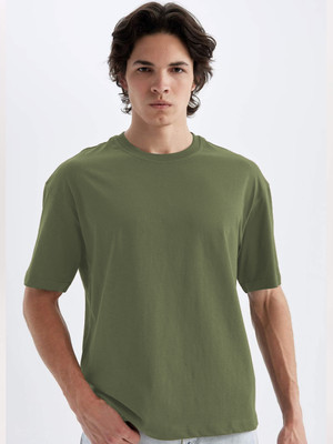 Moda Rapido Solid Men Round Neck Light Green T-Shirt