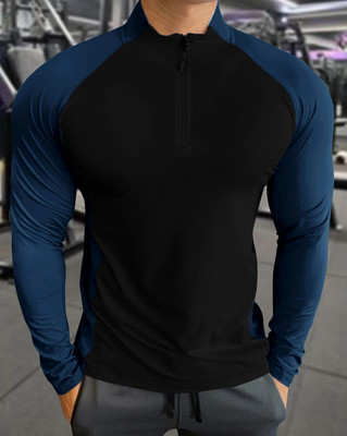 GARBLY Printed Men Round Neck Light Blue, Black T-Shirt