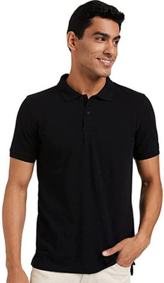 The Modern Soul Solid Men Polo Neck Reversible Black T-Shirt