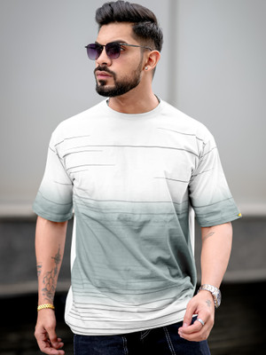 MANIAC Printed Men Round Neck White T-Shirt