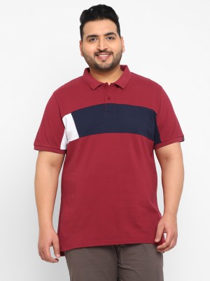 Urbano Plus Colorblock Men Polo Neck Maroon T-Shirt