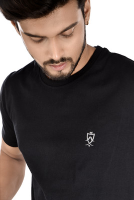 Jeiri Solid Men Round Neck Black T-Shirt