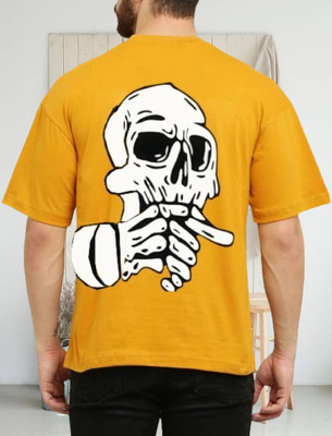 QOWL Printed Men Crew Neck Yellow T-Shirt