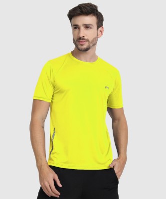 FTX Solid Men Round Neck Yellow T-Shirt