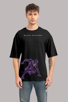 RITCHER Printed Men Round Neck Black T-Shirt