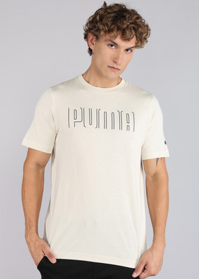 PUMA Printed Men Crew Neck White T-Shirt