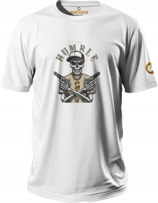 Enciger Graphic Print Men Round Neck White T-Shirt