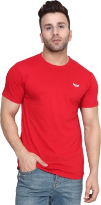 JP VENTURE Solid Men Round Neck Red T-Shirt