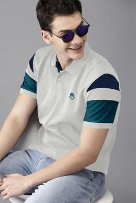 FABTEE Colorblock, Graphic Print Men Polo Neck Green T-Shirt