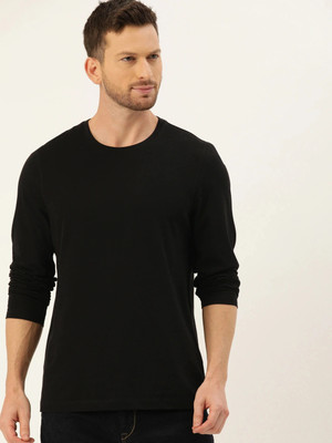 OrrganicChics Solid Men Round Neck Black T-Shirt