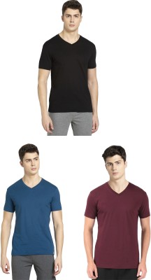 JOCKEY Solid Men V Neck Black, Blue, Maroon T-Shirt