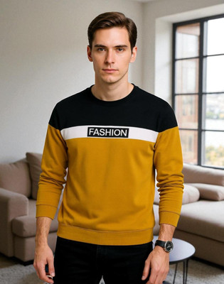 Teezler Printed Men Round Neck Yellow T-Shirt