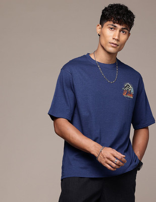 R.Code by The Roadster Life Co. Graphic Print Men Round Neck Blue T-Shirt