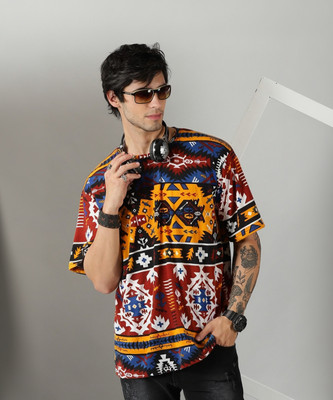 RodZen Printed Men Round Neck Multicolor T-Shirt
