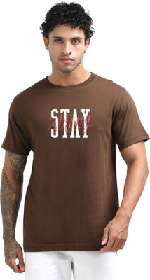 Chill Factor Printed Men Round Neck Brown T-Shirt