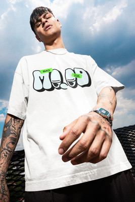 BLAKENTO Graphic Print, Printed, Typography Men Round Neck White T-Shirt