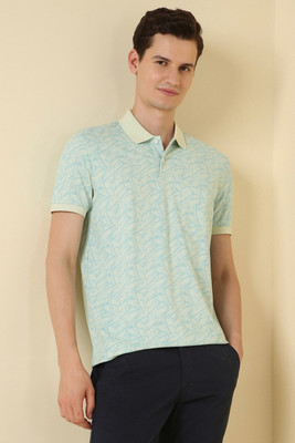 Allen Solly Printed Men Polo Neck Light Blue T-Shirt