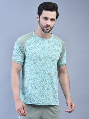 Shiv Naresh Printed Men Round Neck Light Green T-Shirt